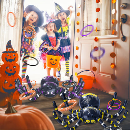 Garma Halloween Inflatable Spider Ring Toss Game - 2Pack Giant Spider Decoration for Kids School Party Favors Carnival Indoor Outdoor Party Games Family Fun Supplies