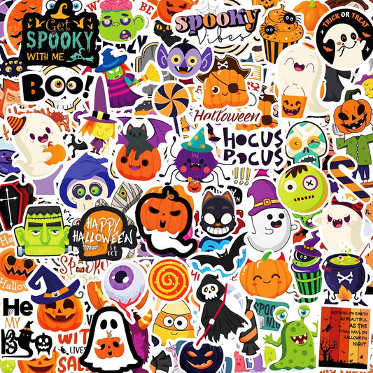 200PCS Halloween Stickers for Kids Teens Adults, Vinyl Waterproof Decorating Stickers for Halloween Water Bottle Games Treats Crafts Party Favors Supplies Gifts (No Duplicates)