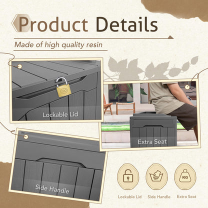 Flamaker Deck Box 31 Gallon Waterproof Resin Storage Box with Lid Indoor Outdoor Delivery Box Storage Bin for Patio Cushions (Grey)