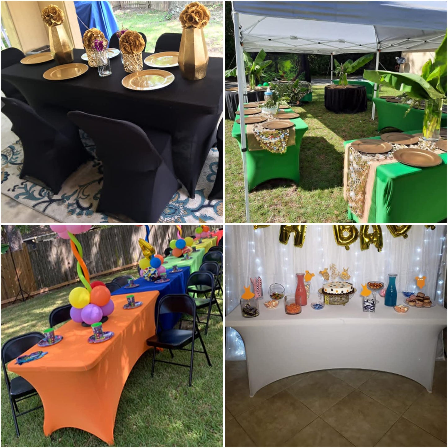 eccwai Spandex 6ft Waterproof Table Cover for Party,Wedding, Banquet, and Events(Black)