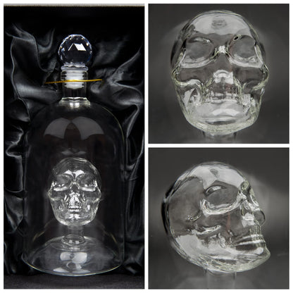 Kobi & Knight Premium Skull Decanter - Borosilicate Glass - for Vodka, Whiskey, Rum, Gin, Tequila Bottle - 25fl oz / 750ml Skull Barware