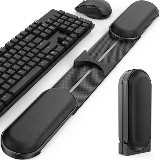 AboveTEK Keyboard Wrist Rest – Adjustable Angle & 25-Inch Length, Foldable Ergonomic Memory Foam Support for Computer, Laptop & Gaming – Non-Slip, Relieves Forearm & Elbow Pain for Typing & Mouse Use