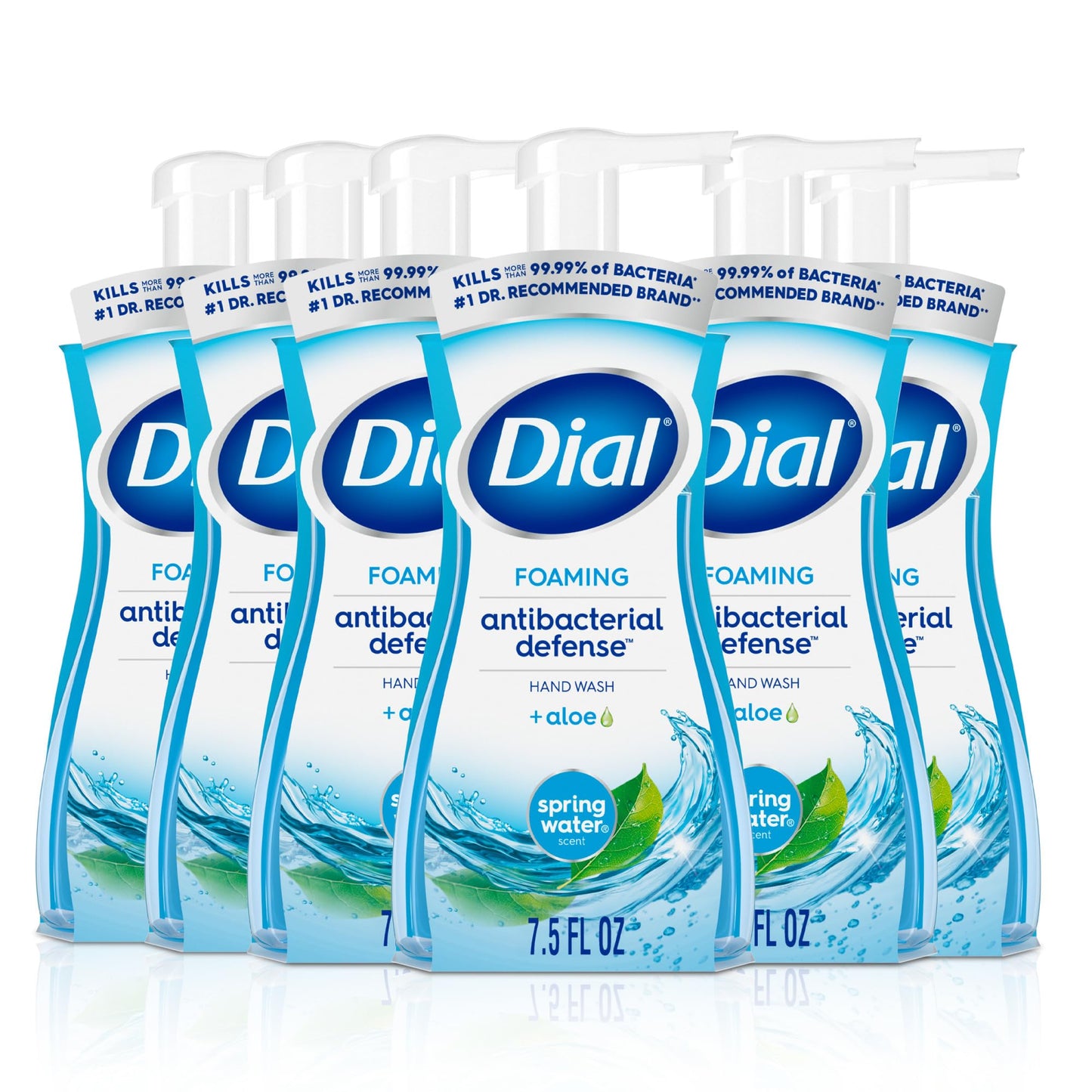 Dial Antibacterial Foaming Hand Wash, Spring Water, 7.5 fl oz (Pack of 6)