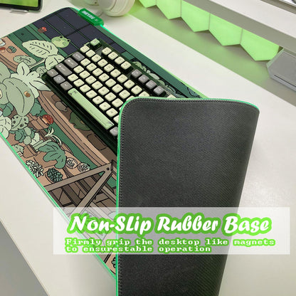 JMIYAV Little Frog RGB Green Gaming Mouse Pad 31.5x12 Inch PC XL Large Glowing Led Light Up Desk Pad Non-Slip Rubber Base Computer Cute Mousepad Mat Desk Accessories Gaming Setup 31.5x12 Inch