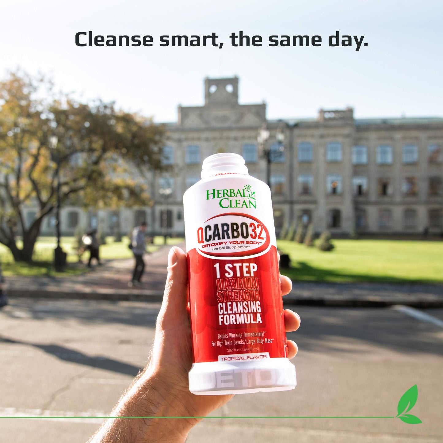 Herbal Clean QCarbo32 Same-Day Premium Detox Drink, Grape Flavor, 32 Fl Oz