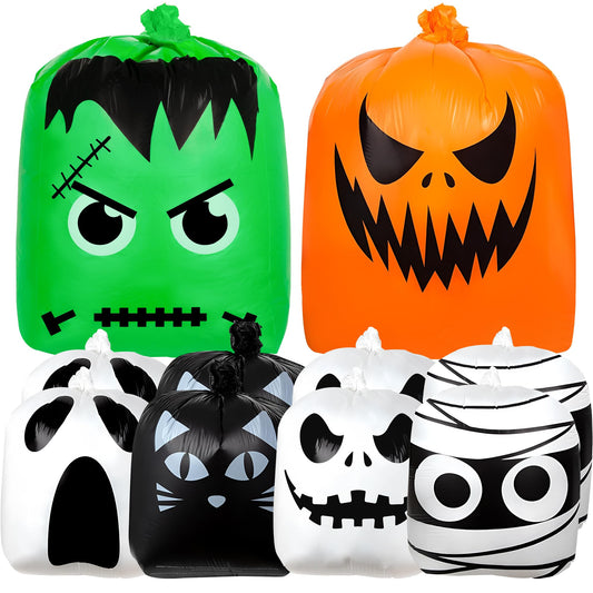 10 Pack Halloween Leaf Lawn Bags - Giant Pumpkin Lawn Bag with Twist Ties, Reusable Trash Bag for Outdoor Garden Decoration, Thanksgiving Fall Yard Decor