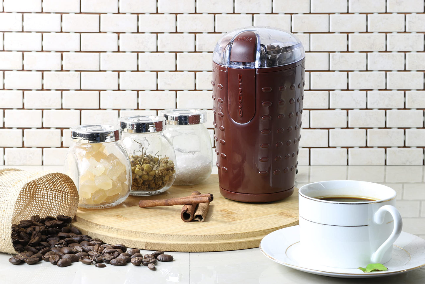 OVENTE Electric Coffee Grinder for Beans, Spices and More, 2.5Oz Compact Grinding Mill, Spice Grinder with Stainless Steel Blade, Pulse Button Operation and Transparent Easy to Open Lid, Black CG225B