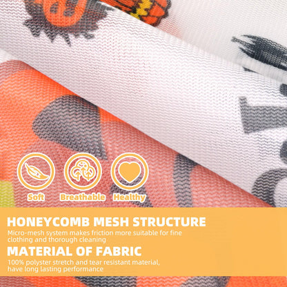 3Pcs Halloween Durable Mesh Laundry Bag, Durable Laundry Bags with Premium Zipper for Indoor Home Decor (Halloween 02)