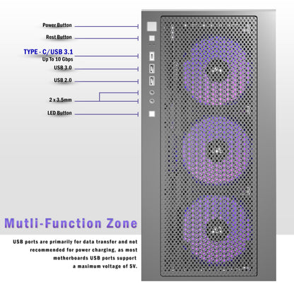 KEDIERS PC CASE ATX 4 Fans Pre-Installed, Type-C Mid Tower Computer Case with Full-View Dual Tempered Glass, Gaming PC Case,Black,P4