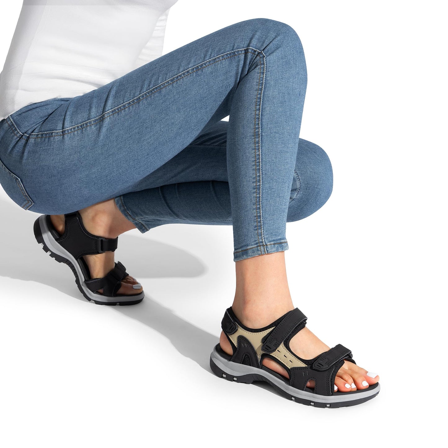 DREAM PAIRS Women's Walking Sport Athletic Sandals Comfort Open Toe Casual Outdoor Hiking Summer Shoes,Size 6,Beige/Black,SDSA2401W