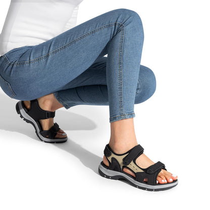 DREAM PAIRS Women's Walking Sport Athletic Sandals Comfort Open Toe Casual Outdoor Hiking Summer Shoes,Size 6,Beige/Black,SDSA2401W