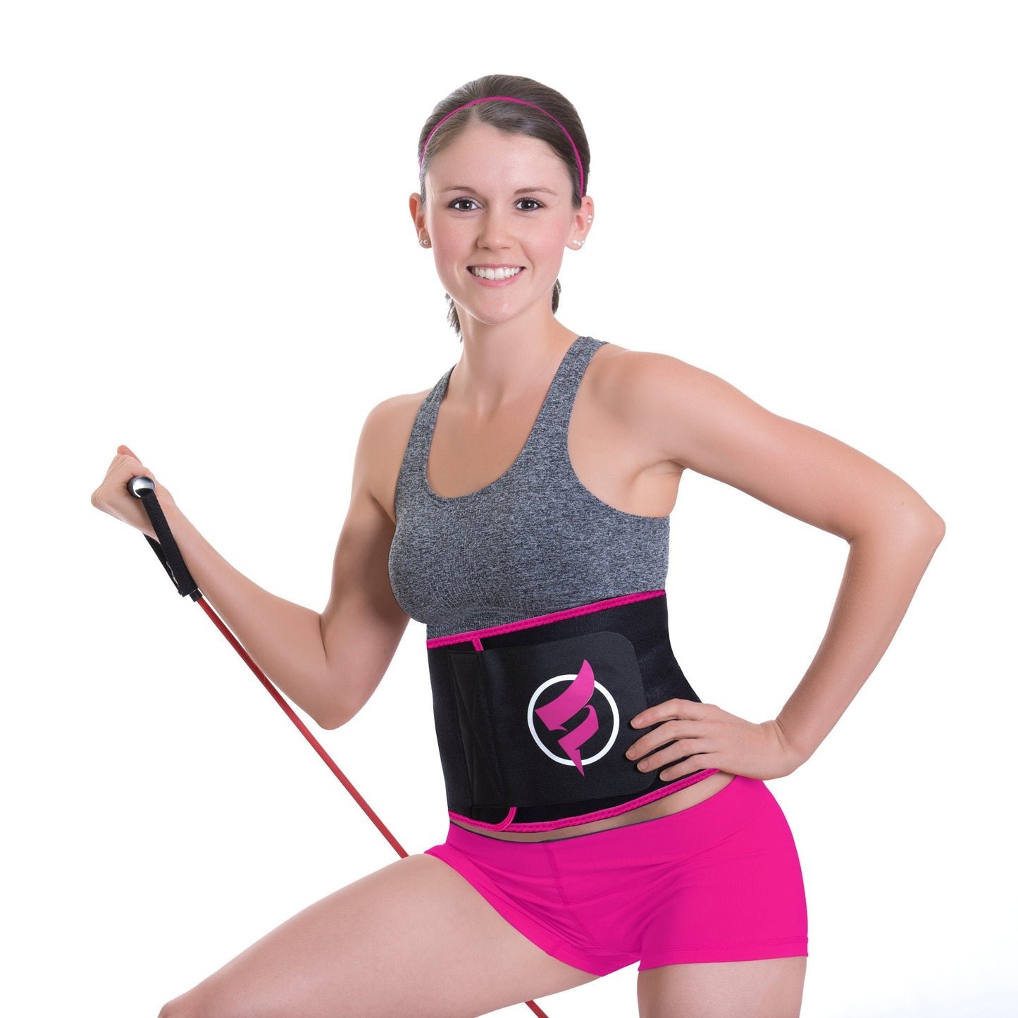 Fitru Waist Trimmer Sauna Ab Belt for Women & Men - Waist Trainer Stomach Wrap Pink
