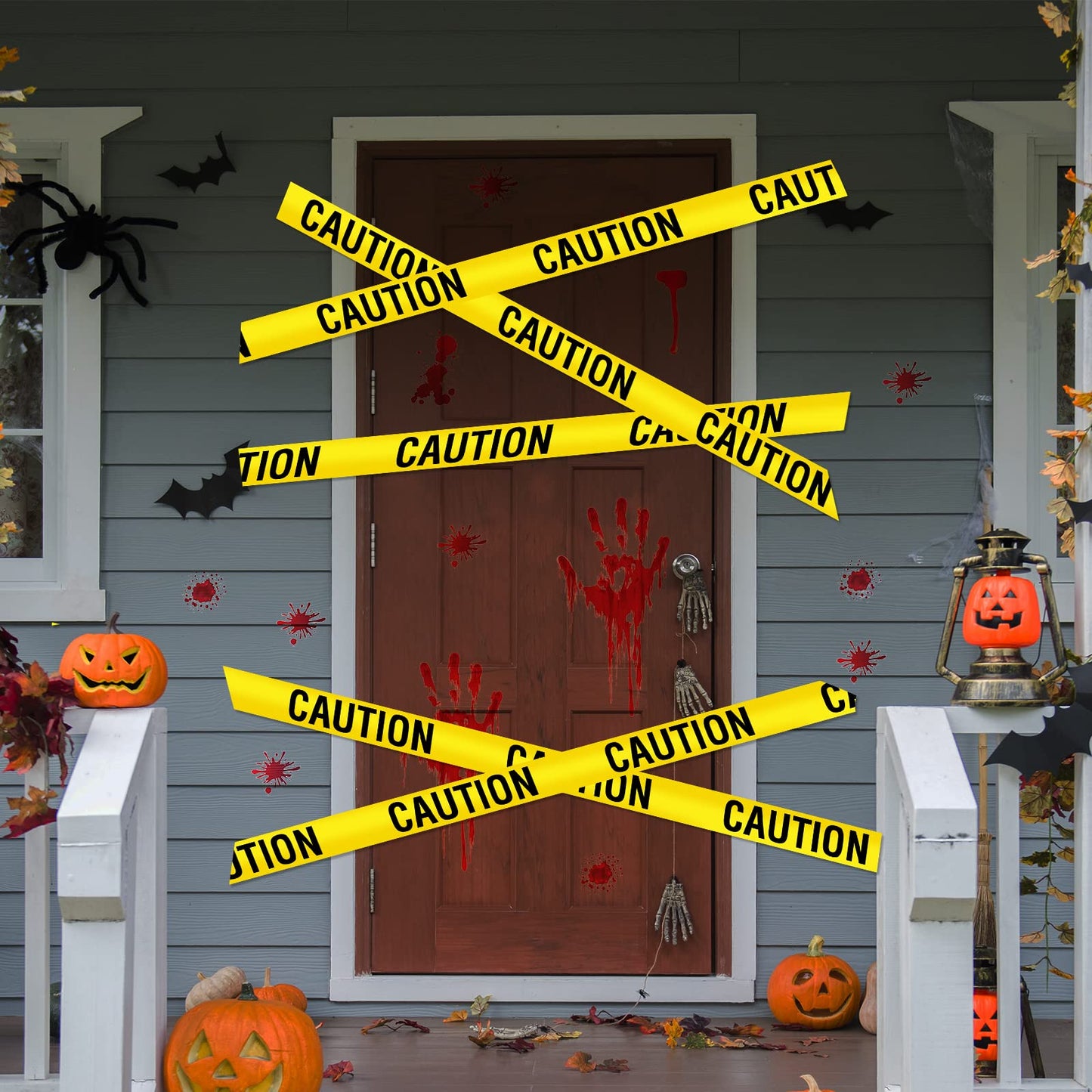 16 Pieces Halloween Crime Scene Decorations Kit Murder Mystery Dinner Party Game Supplies Includes Body Silhouette Crime Scene Tape Evidence Markers and Blody Sticker Home for Crime Scene Party Decor