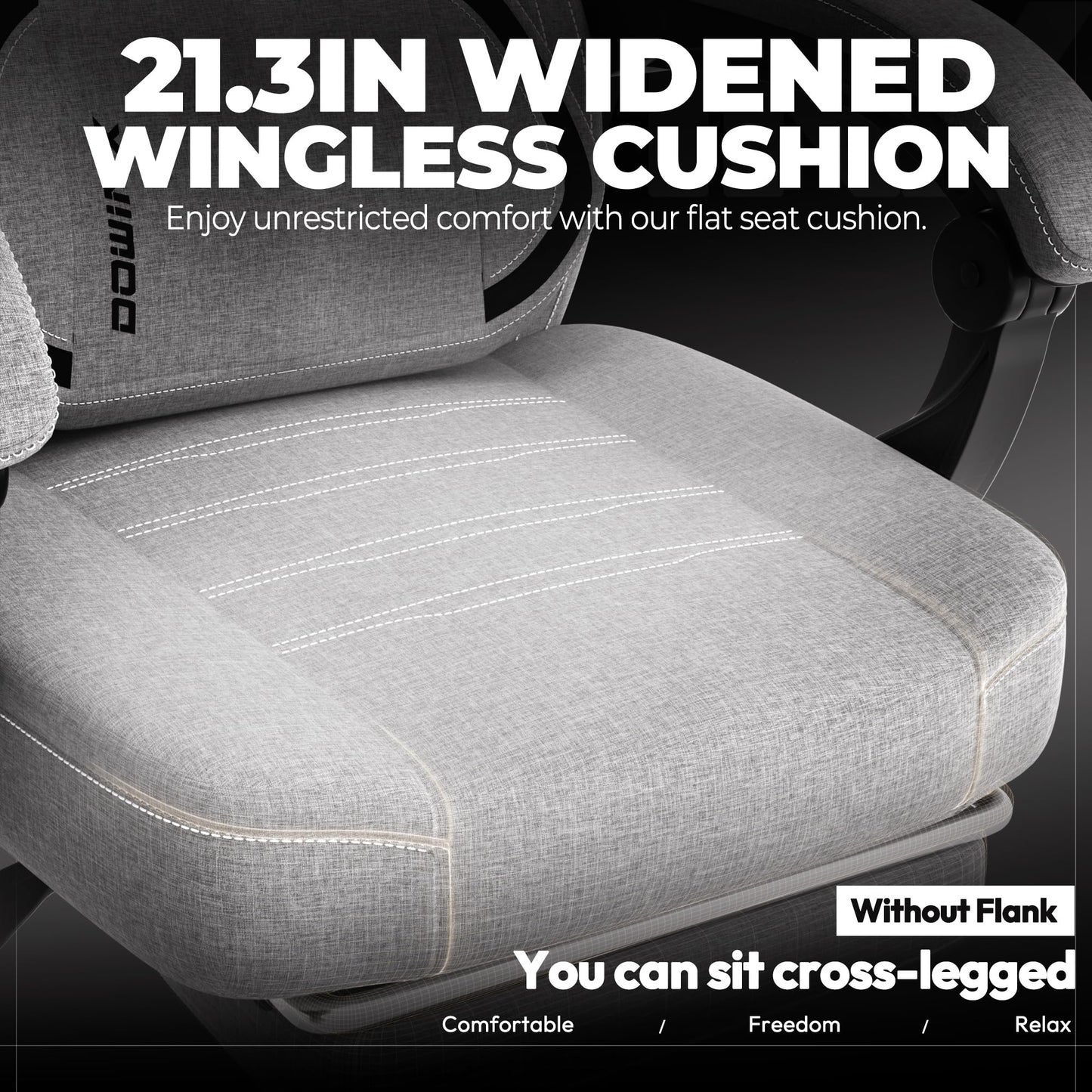 Dowinx Fabric Gaming Chair with Footrest, Big and Tall Gamer Chair with Lumbar Support, Wide Back Computer Chair for Heavy People, Grey