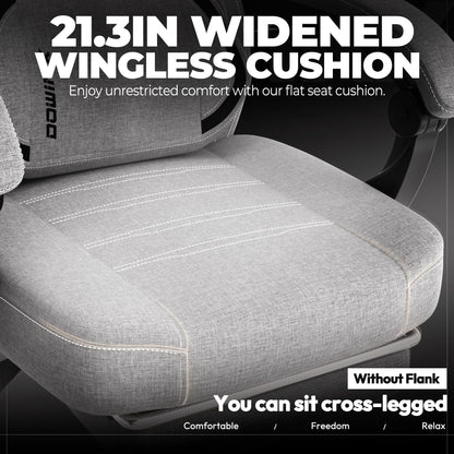 Dowinx Fabric Gaming Chair with Footrest, Big and Tall Gamer Chair with Lumbar Support, Wide Back Computer Chair for Heavy People, Grey