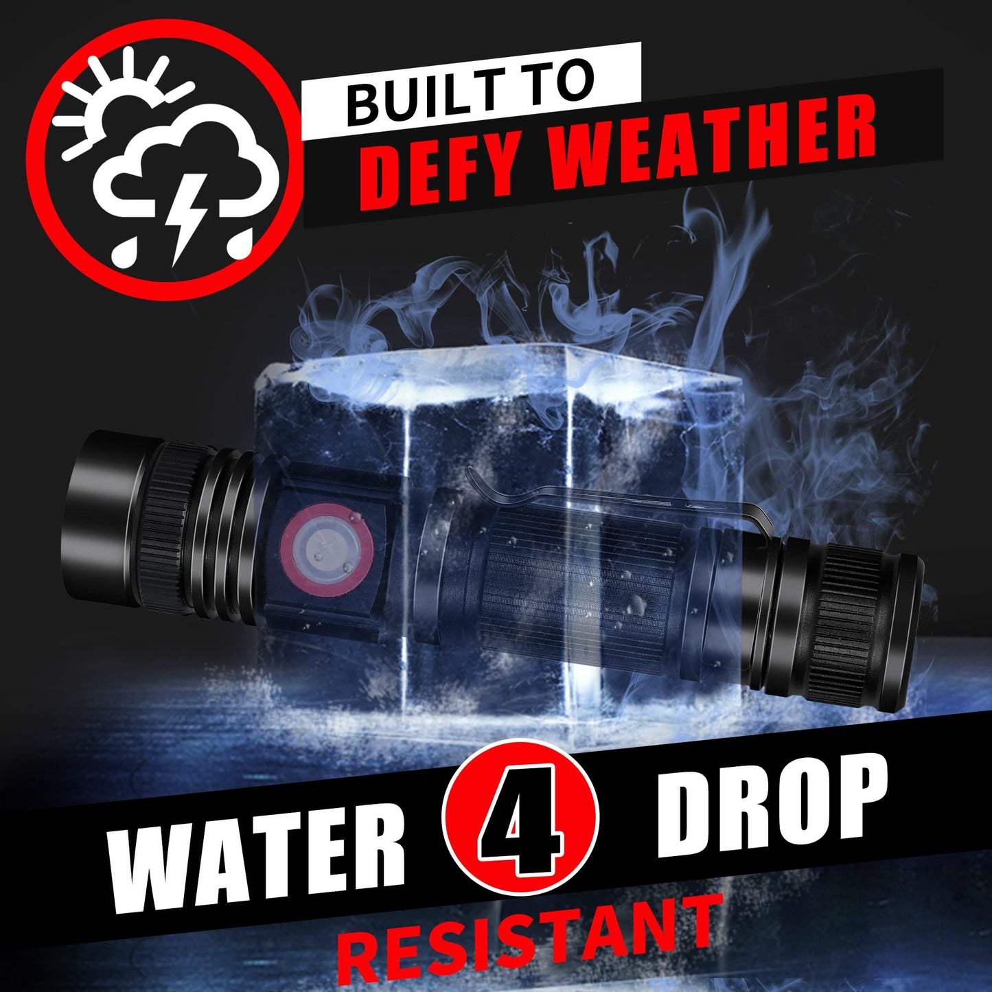 DARKBEAM LED Flashlight Rechargeable USB 2000 High Lumens, Small and Bright Pocket Flashlights, Focus Adjustable Water Resistant Handheld Flash Light for Camping, Outdoor, Emergency