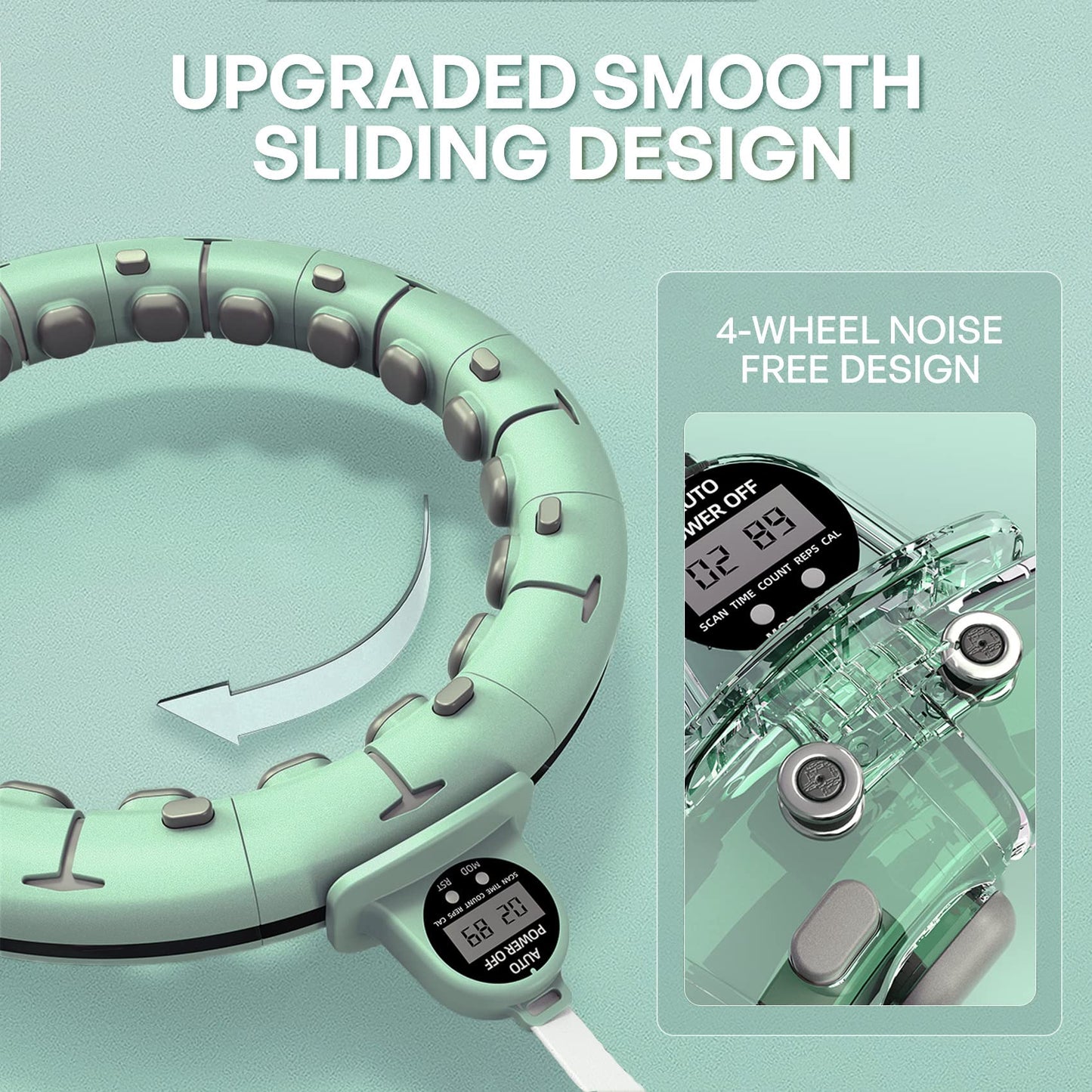 Leann L!fe 11+1 Spare Knots Waist 36" with Counter, Smart Weighted Hula Hoop for Adults Weight Loss, Infinity Hoop, Children Adult Home Outdoor Fitness Exercise, Abdominal Toner, Green