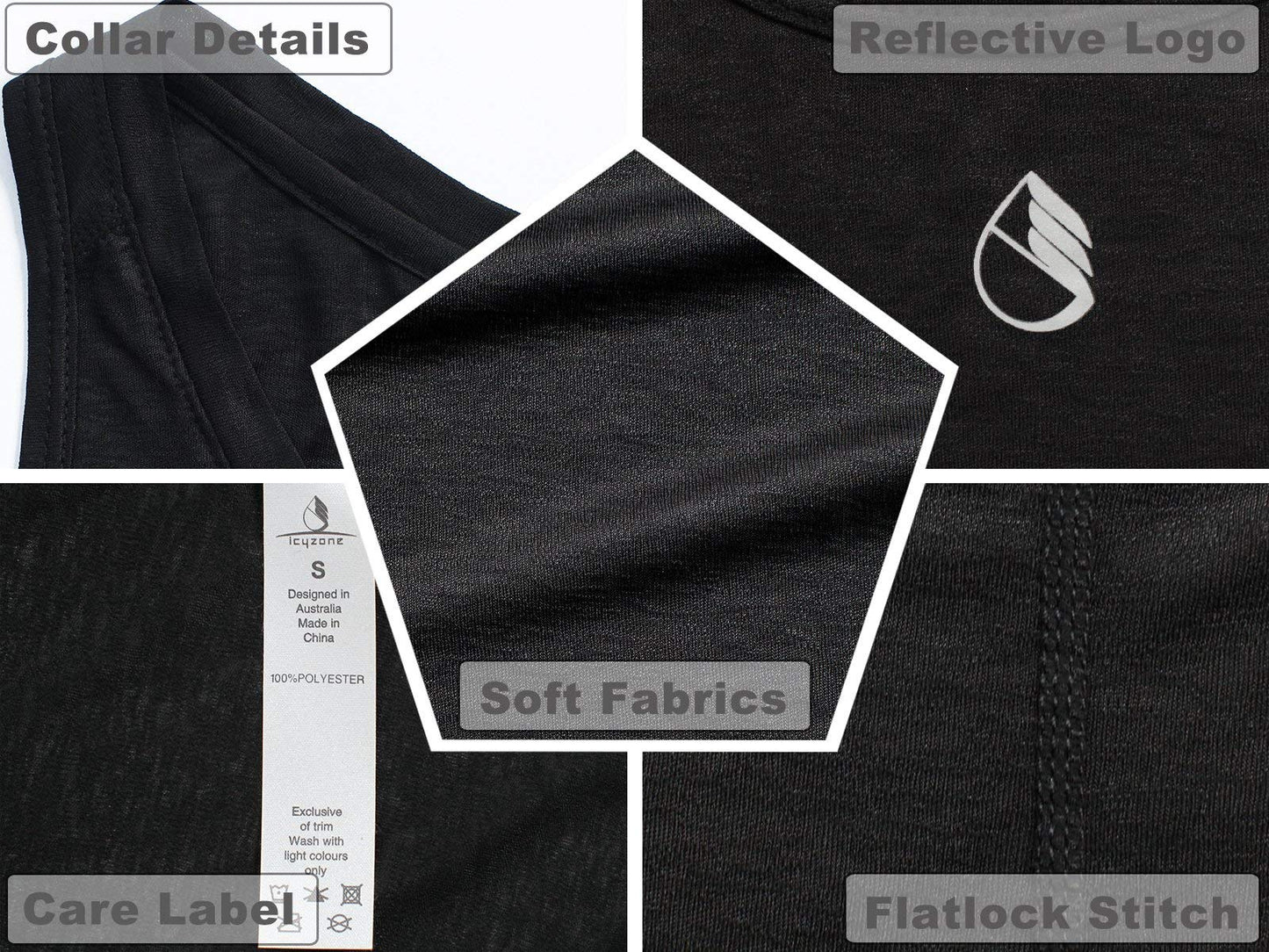 icyzone Open Back Yoga Tops for Women - Activewear Workout Clothes Exercise Fitness Tank Tops Gym Shirts(L, Black)