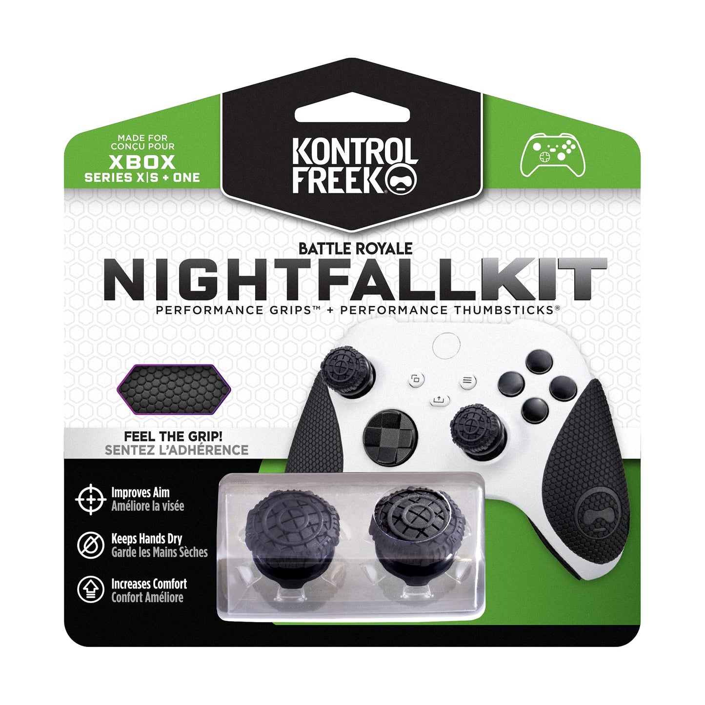 KontrolFreek FPS Freek Battle Royale Nightfall Performance Kit for Xbox One and Xbox Series X Controller | Includes Performance Thumbsticks and Performance Grips | Black