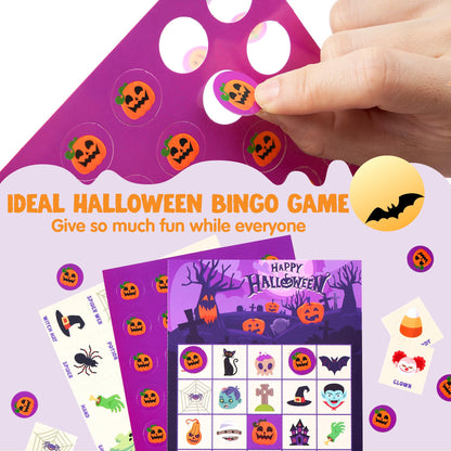 JOYIN 32 Players Halloween Bingo Card Game, Kids Bingo Cards Set for Halloween Party Games, Large Group Family Activities, School Classroom Party Supplies