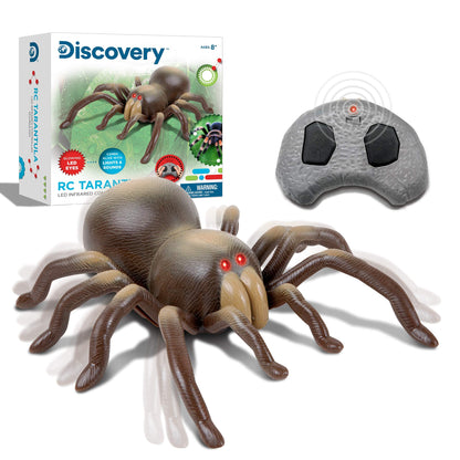 Discovery™ RC Tarantula Spider – Remote Control Toy Spider with Realistic Movement, Red LED Eyes & Wriggling Legs | Prank Gift for Boys Girls & Bug Lovers| Fun Electronic Animal Toy for Kids Ages 8+