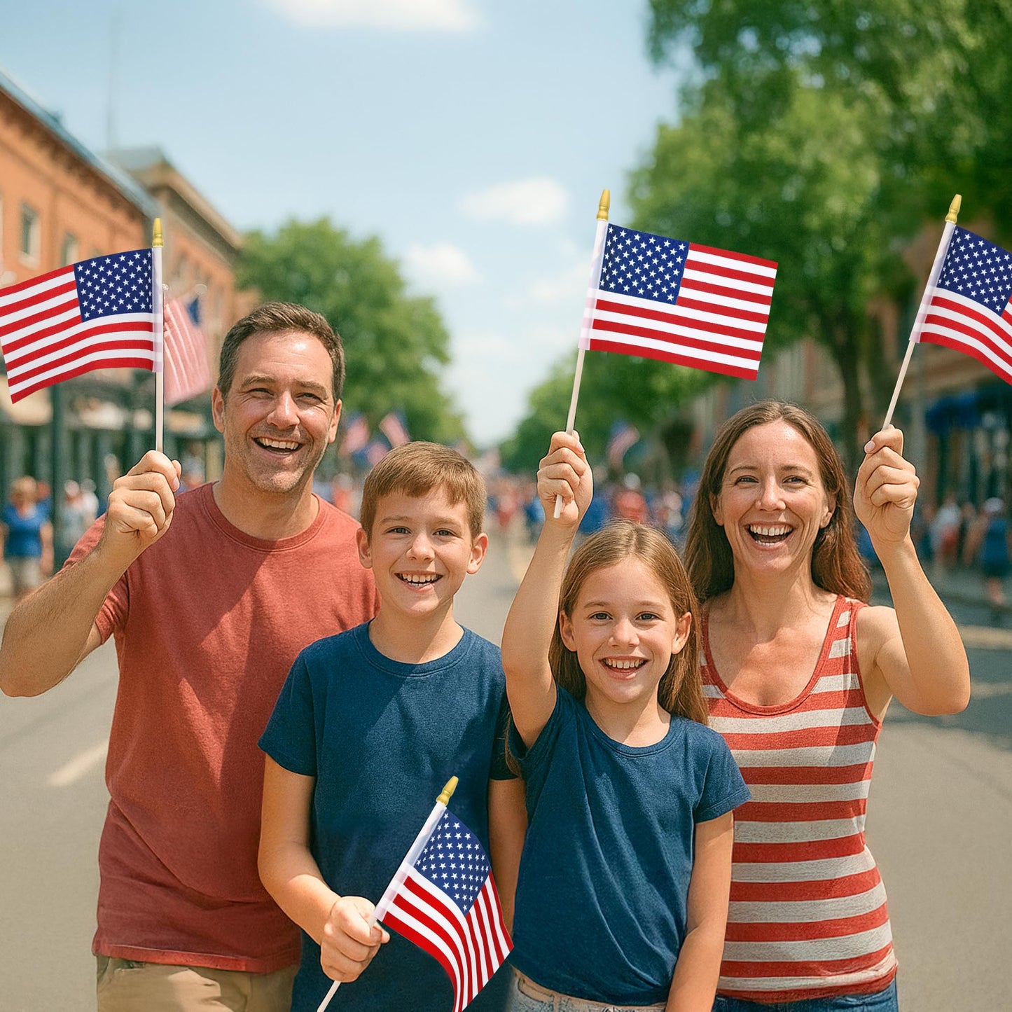 12 Pcs Small American Flags on Stick, 6x4 In 4th of July Decorations, Mini Patriotic USA Flag, Fourth of July Decorations, Hand Held July 4th Flag for Independence Day Supplies Favor Accessories