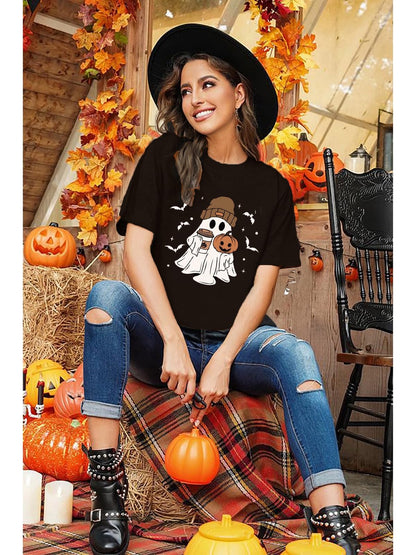 Cute Halloween Shirts for Women Funny Ghost Coffee Shirt Halloween T Shirts Black M