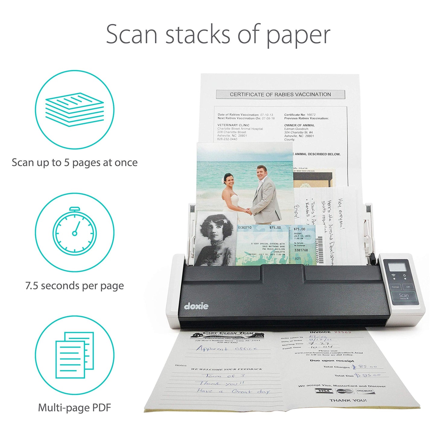 Doxie Q2 — Wireless Rechargeable Document Scanner with Automatic Document Feeder (ADF)