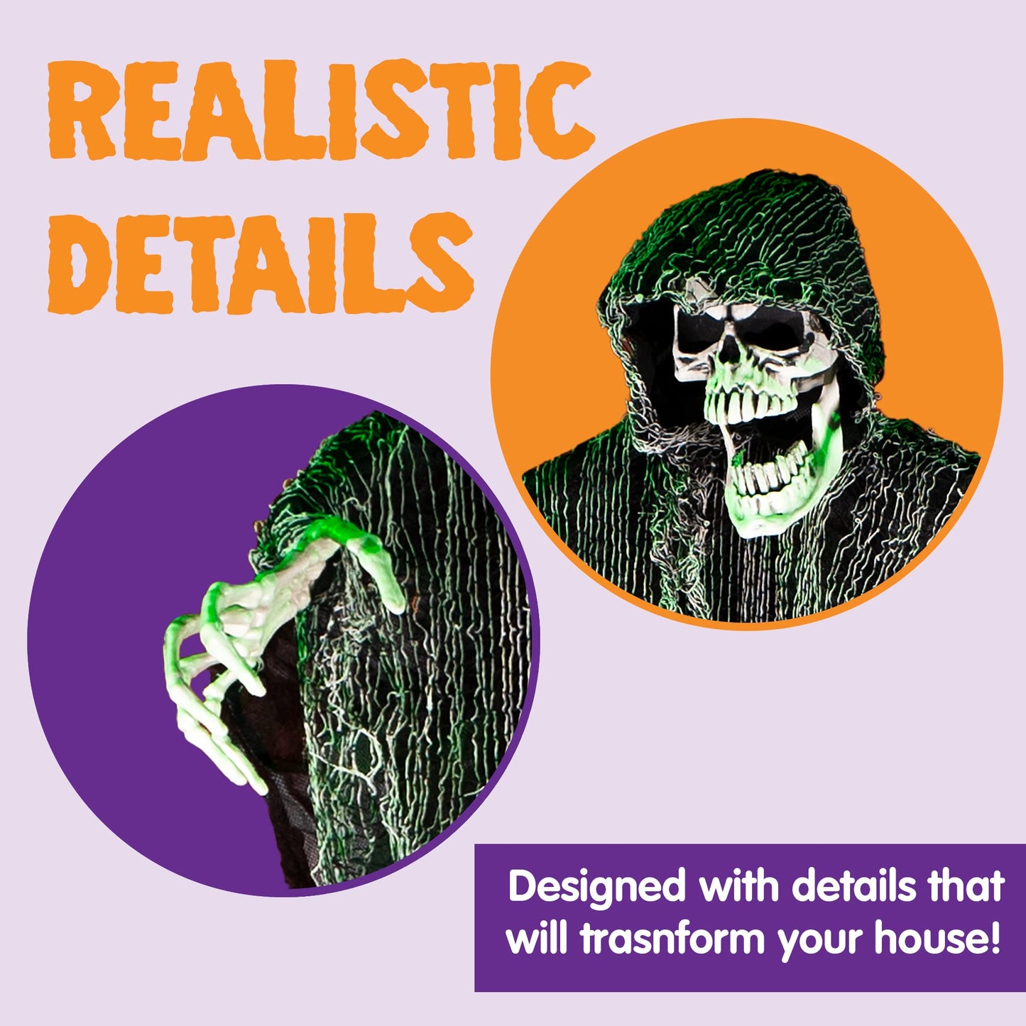 JOYIN Halloween Hanging Grim Reapers (3 Pack), One 47” and Two 35” Grim Reapers, Halloween Skeleton Flying Ghost for Haunted House Prop Décor, Outdoor Indoor Decor