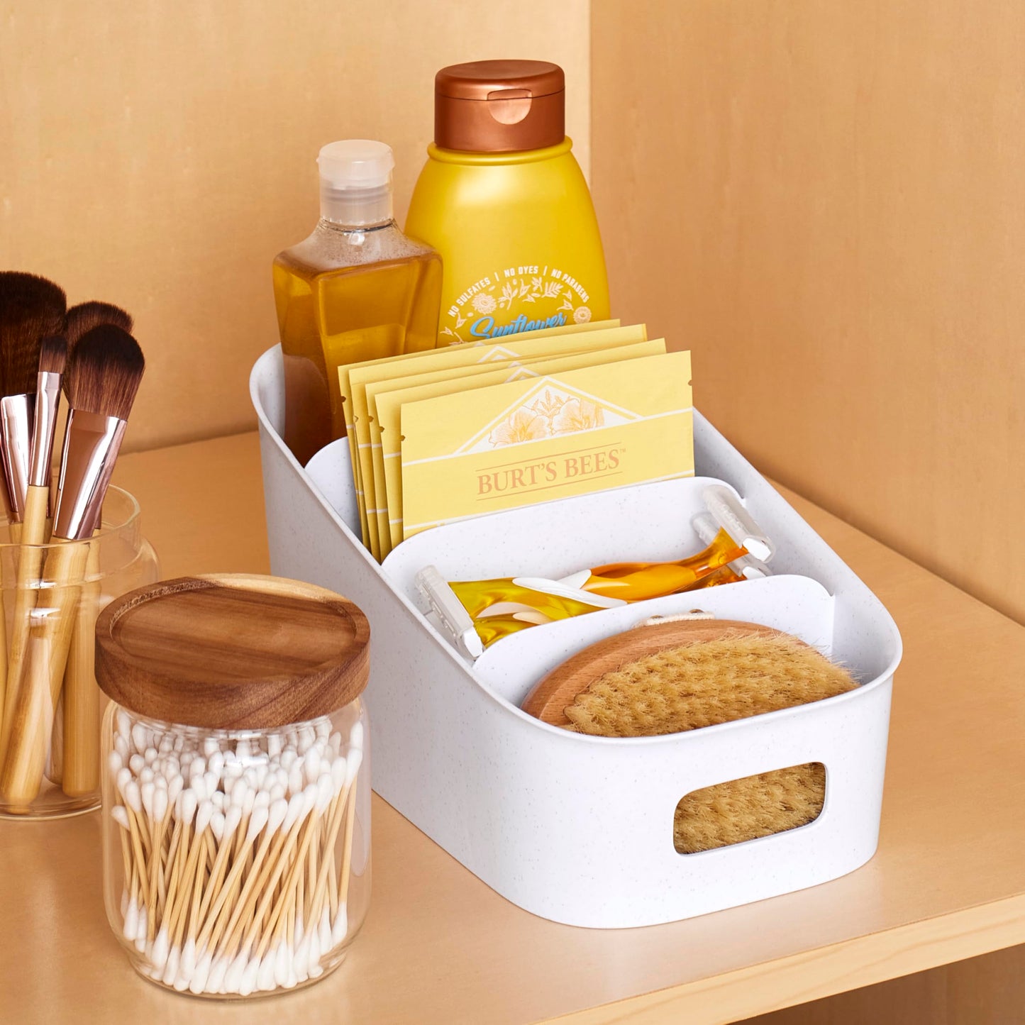 YouCopia ShelfBin Packet Organizer, 4-Tier Stairstep Raised Divided Bin, BPA-Free Storage Caddy for Kitchen Pantry and Cabinet Organization, Tea Bags, Medicine, and More