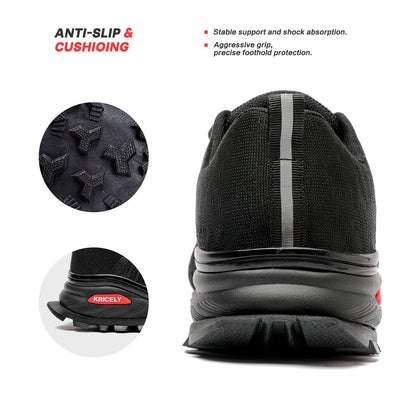 Kricely Men's Trail Running Shoes Fashion Hiking Sneakers for Men Black Tennis Cross Training Shoe Mens Casual Outdoor Walking Footwear Size 12