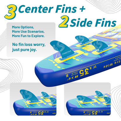 iTAOSTAR J06BP 35" Extra Wide Stand Up Paddle Board, More Balance Inflatable Paddle Board with 5 Fins for Beginner，Paddle Boards for Adults of All Skill Levels