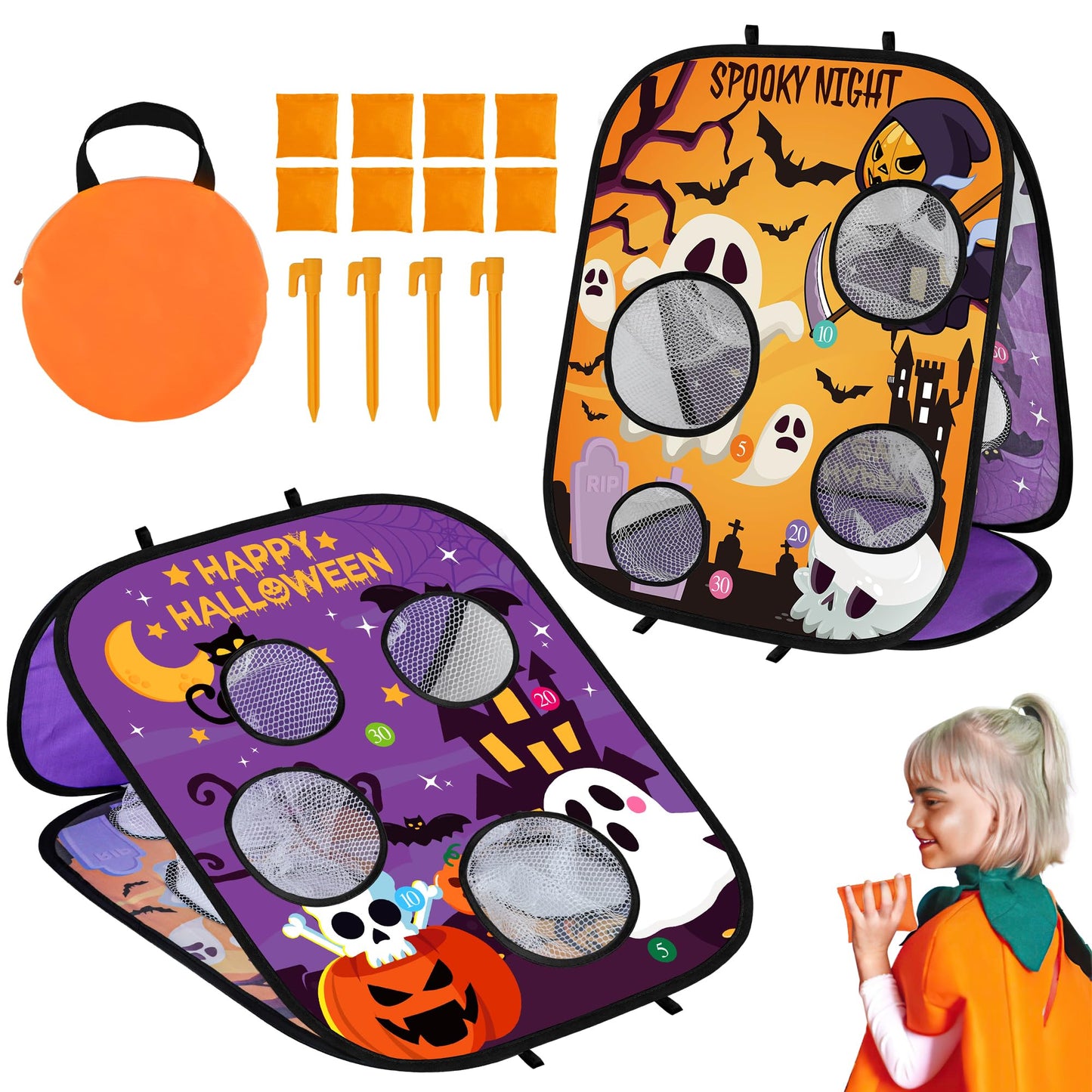 Halloween Games for Kids Party, Spooky Bean Bag Toss Halloween Party Games Favors Carnival Game for Kids Fall Festival Game s Outdoor Indoor School Classroom Trunk or Treat Gifts (1)