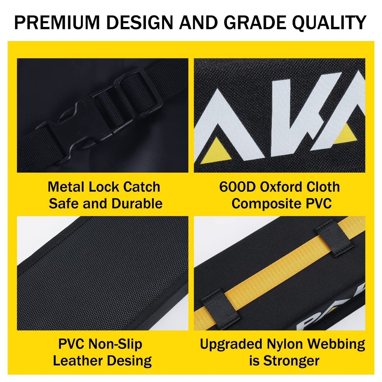 Kayak Roof Racks,Soft Roof Rack Pads,Universal Car Roof Rack for Surfboard/Ski/Kayak Paddle Board/Luggage Carrier System Include 2 Tie Down Straps,2 Tie Down Rope,2 Quick Loop Strap,and Storage Bag