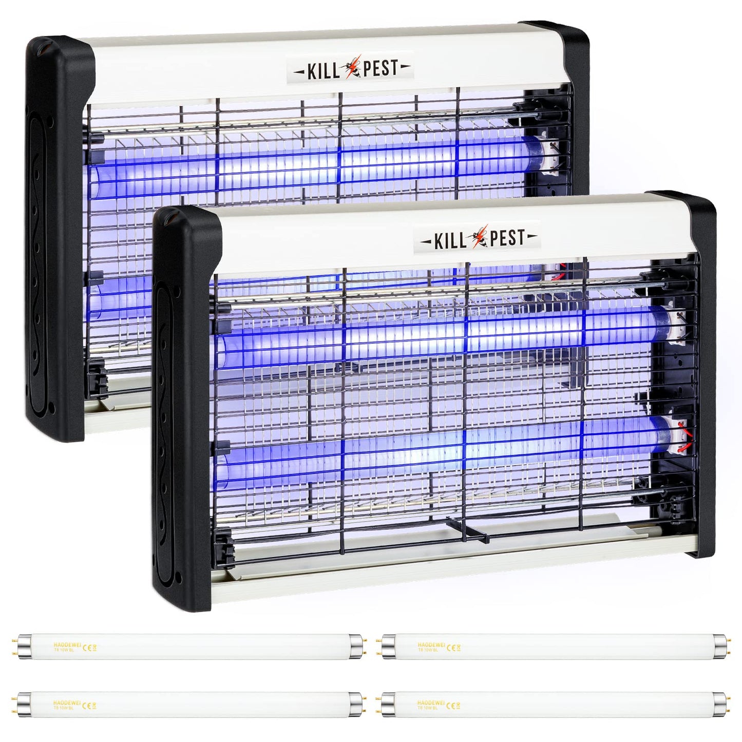 2 Pcs Electric Bug Zapper Indoor Insect Killer with Replacements Bulbs 20W Blue Light Powerful 2800V Attract Fly and Mosquito Traps with Circuit No Load Protection Outdoor Plug in Pest Control