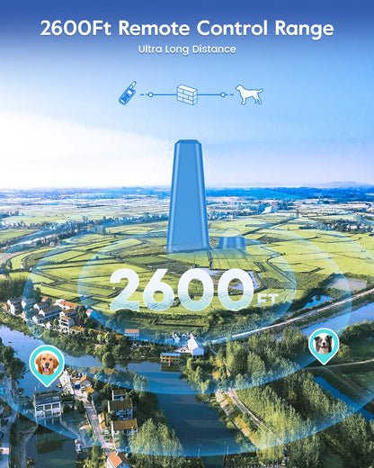 Dog Training Collar with 7 Training Modes, 2600Ft Remote Electronic Dog Shock Collar, Electric Shock Collar for Small Medium Large Dogs (Green)