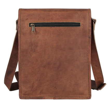 Komal's Passion Leather Sturdy Leather Messenger Satchel Bag 11 Inch Distressed Tan