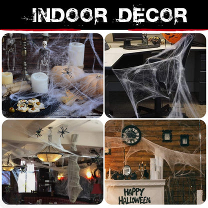 1000 sqft Spider Webs Halloween Decorations Bonus with 30 Fake Spiders, Super Stretch Cobwebs for Halloween Indoor and Outdoor Party Supplies