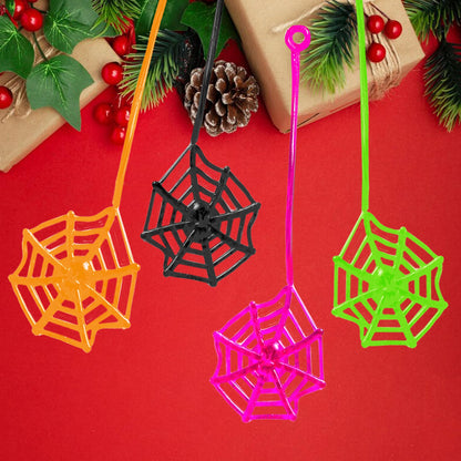 24Pcs Sticky Spider Web Party Favors Pack, 7.5 inches in Total Length, Halloween Party Favors, Gifts For Birthday, Goodie Bag Classroom Prizes, 4 colors