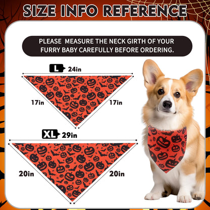 EXPAWLORER Halloween Dog Bandanas - 4 Pack Reversible Holiday Dog Bandanas Costume Boy and Girl, Soft Triangle Scarfs Bibs, Festival Pet Bandanas Outfit Gift for Puppies Small Medium Large Dogs, XL