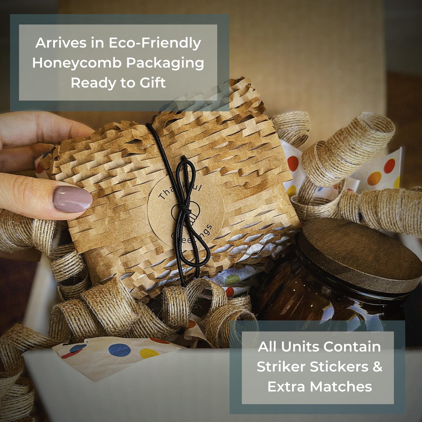 2" Brown Stick Black Tip Espresso Style Safety Matches | 100+ Artisan Bulk Matchsticks with Adhesive Strikers by Thankful Greetings | Unique Candle Lighting for Your Home, Gifts, & Events