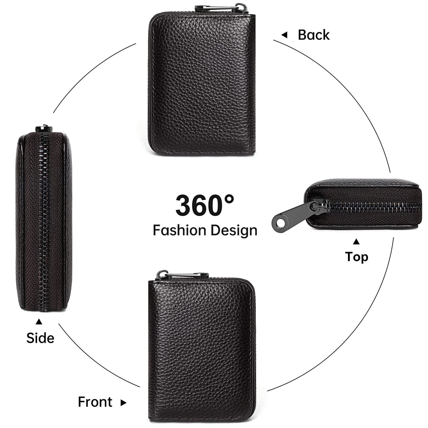 Badiya Genuine Leather Credit Card Holder for Women RFID Blocking Accordion Small Card Case Wallet