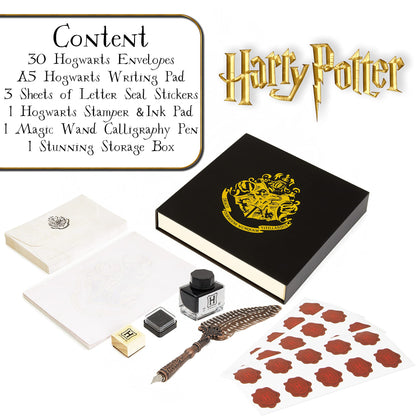 Harry Potter Calligraphy Set With Feather Quill Pen Ink A5 Paper Envelopes Stamp Stickers Fun Writing Kit Gifts for Kids
