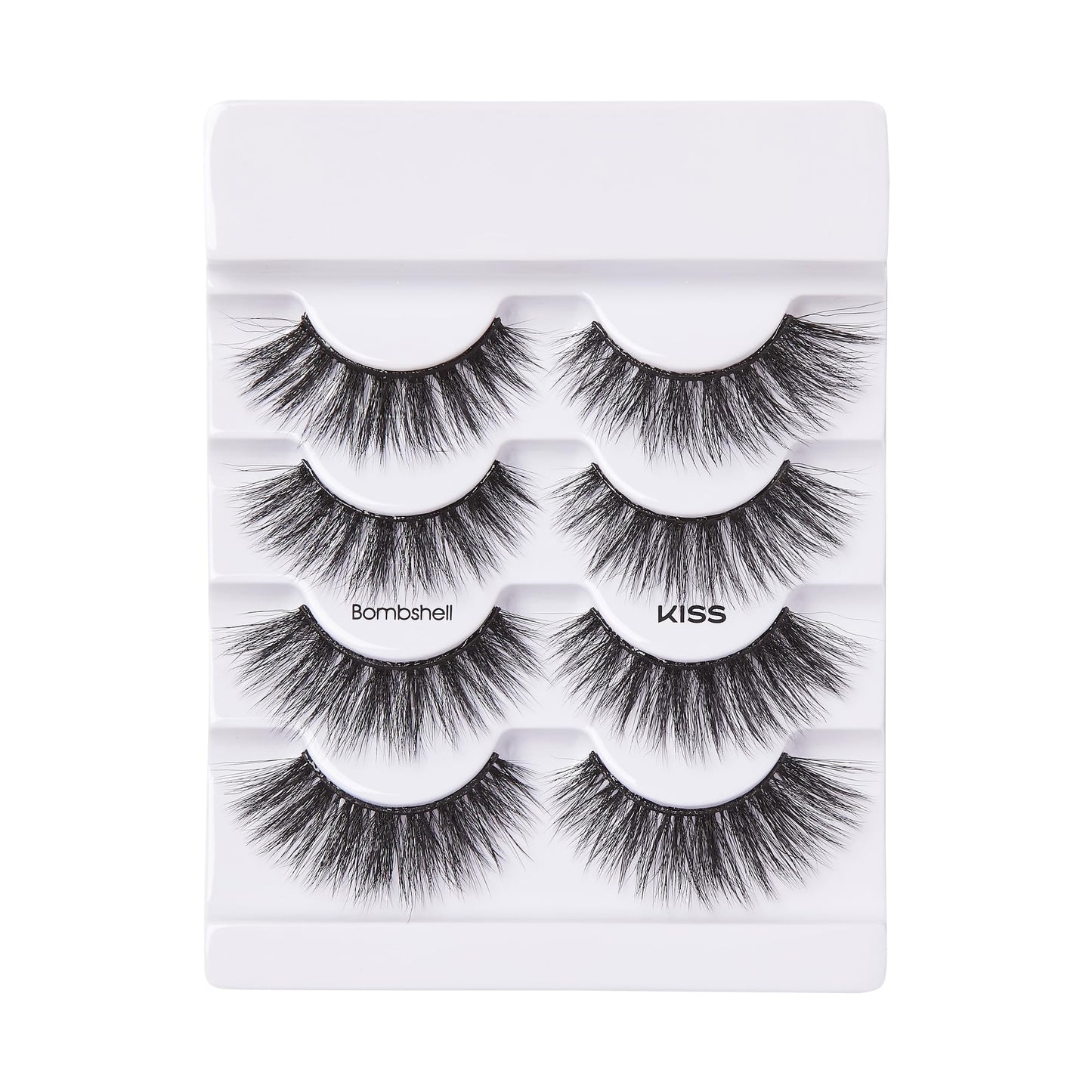 KISS Lash Couture Triple Push-Up False Eyelashes, 'Bombshell', 14 mm, Includes 4 Pairs Of Lashes, Contact Lens Friendly, Easy to Apply, Reusable Strip Lashes