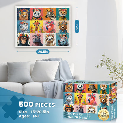 500 Piece Puzzles for Adults,Beautiful Wild Animals Jigsaw Puzzle for Adults Kids Seniors,Recycled Cardboard Dogs Puzzle 500 Piece,Family Activity Great Gift for Family Friends 20.5 * 15 inch