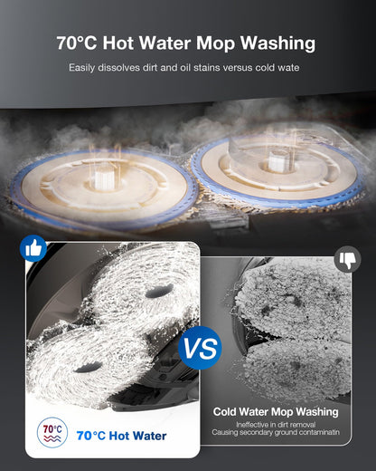 ECOVACS Deebot T30 Omni Robot Vacuum Cleaner with Wiping Function, Mini Station Vacuum Cleaner Robot, 11,000 PA Suction Power, Adaptive Edge Cleaning with TruEdge™ Mopping Technology, ZeroTangle™