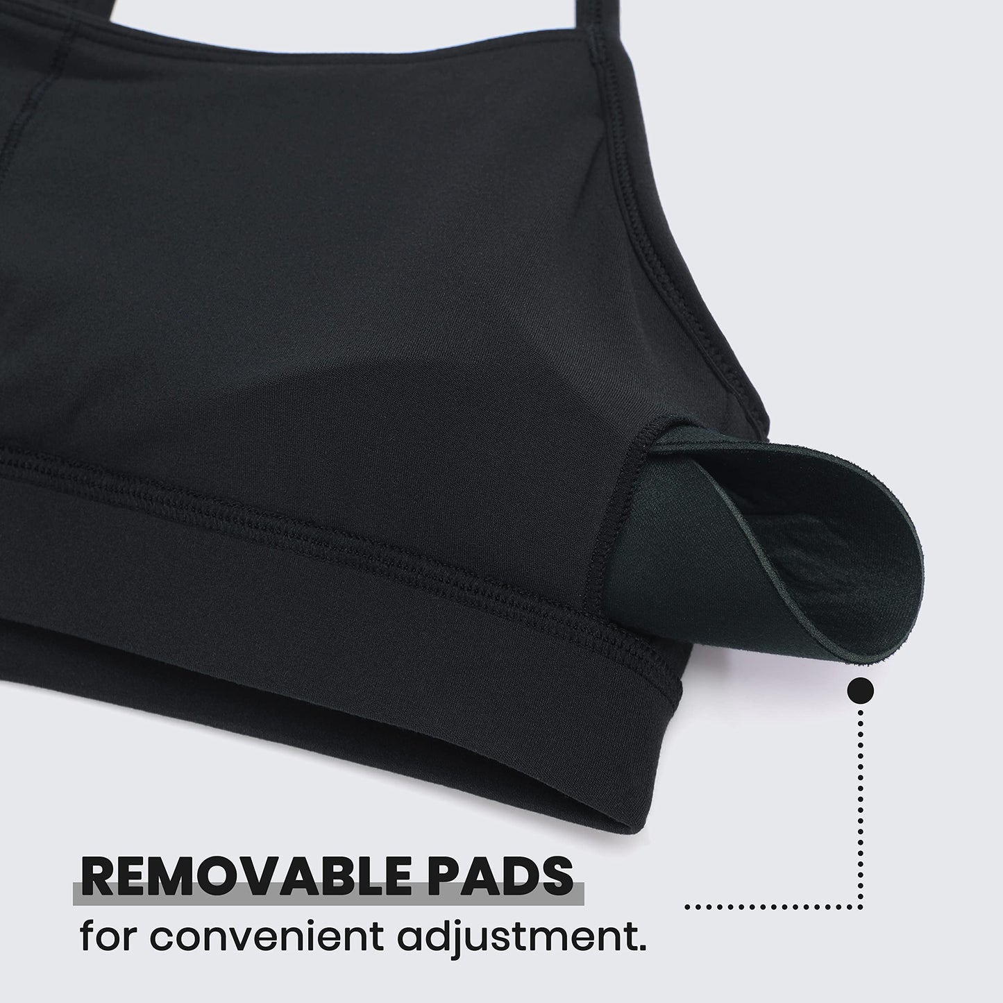 CRZ YOGA Butterluxe Womens Y Back Sports Bra - Padded Racerback Low Impact Spaghetti Thin Strap Workout Yoga Top Black Medium