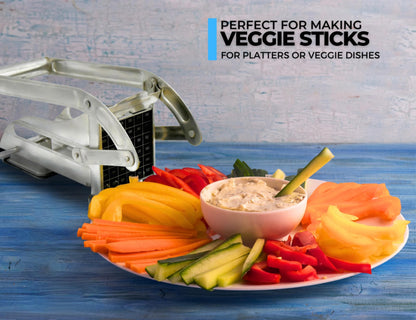 ICO French Fry Cutter, 2-blade Potato Slicer, French Fry Cutter For Potatoes with Non-slip Suction Lock Technology, Stainless Steel French Fry Press