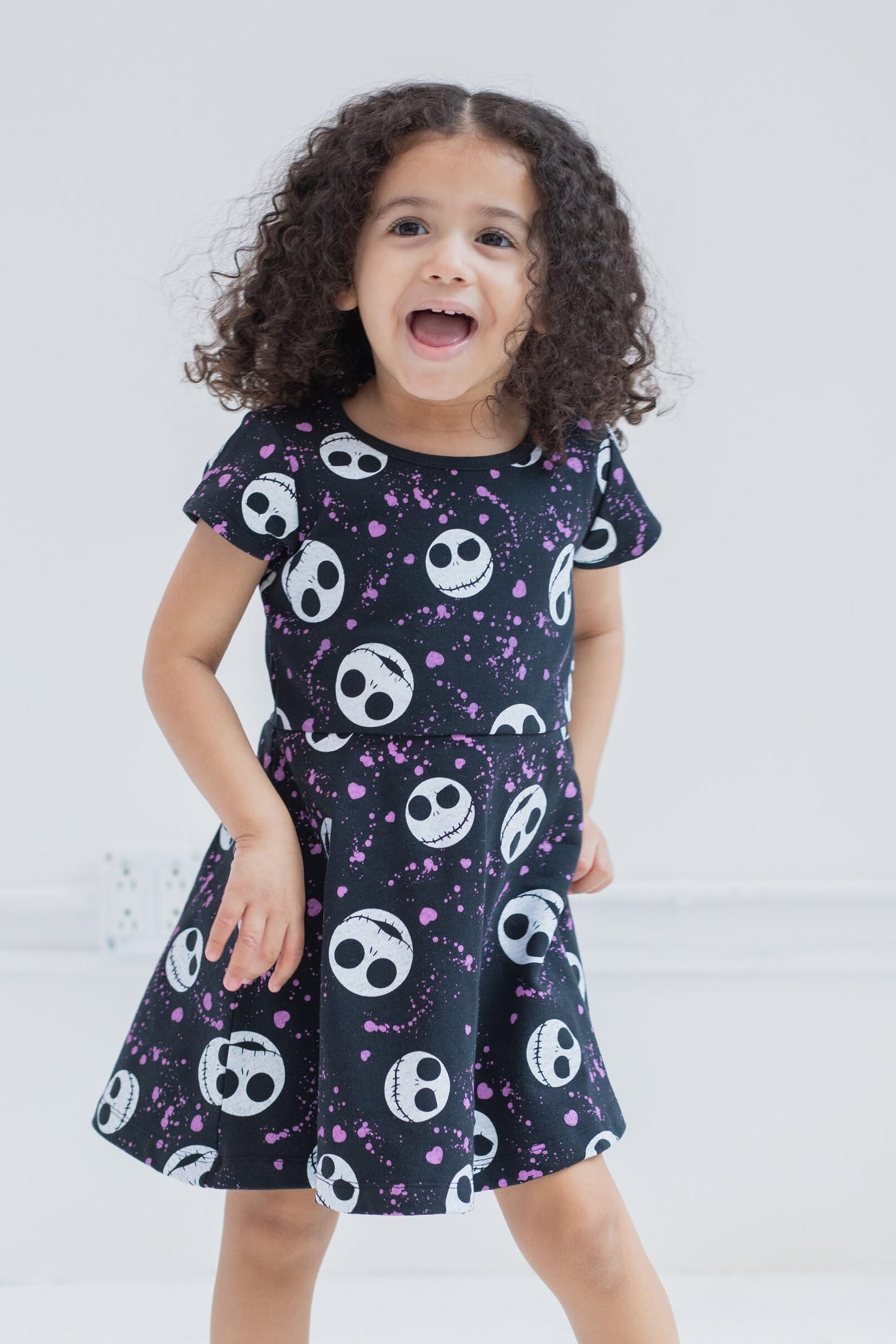 Disney Nightmare Before Christmas Jack Skellington Big Girls French Terry Skater Dress Black 10-12