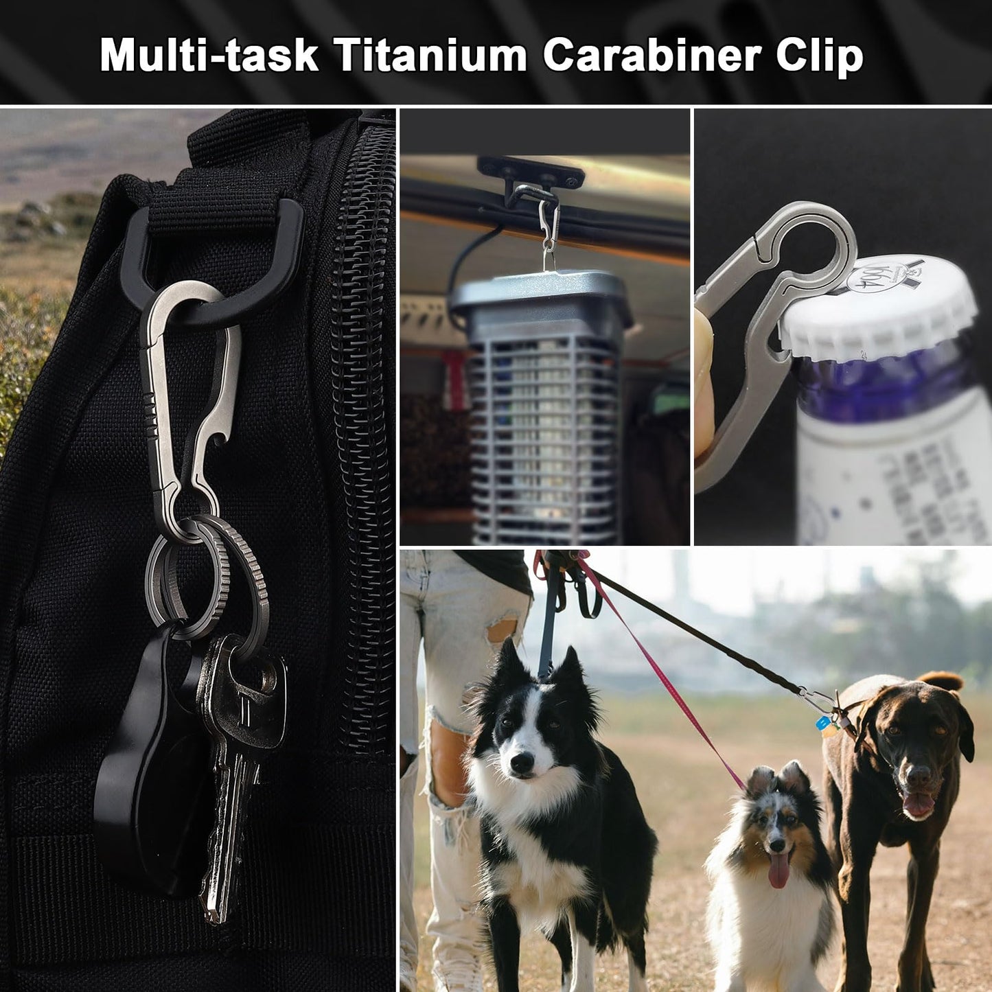 Green Beret Tactical Titanium Carabiner Clip Hook EDC Small Heavy Duty Keychain Clips Anti-Lost Quick Release Key Chain for Keys, Medium